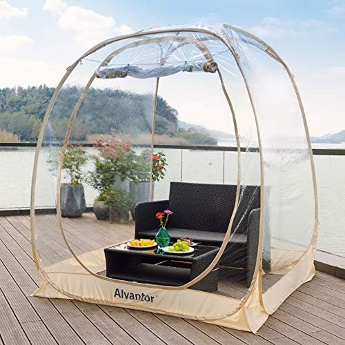 Alvantor Pop Up Bubble Tent - 6’ x 6’ Instant Igloo Tent - 2-3 Person Screen House for Patios - Large Oversize Weather Proof Pod - Cold Protection Camping Tent - Beige