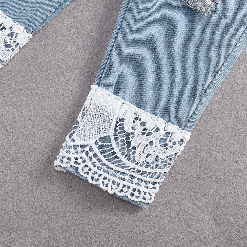 Baby Girl Clothes Fall Cute Baby Girl Outfit Sets Lace Romper Blue Denim Pants hover