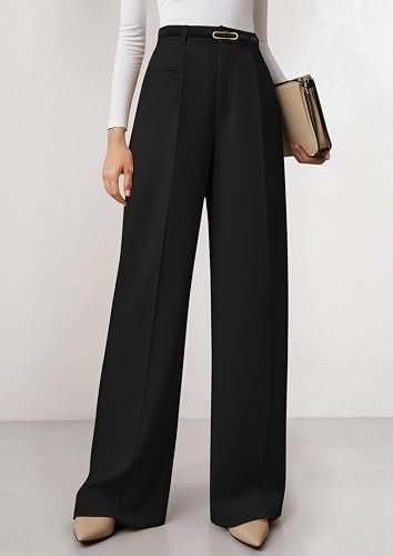 PRETTYGARDEN Women's Tailored Wide Leg Work Dress Pants | High Waisted Flowy Business Casual Palazzo Pants, Professional Office Trousers Slacks, Interview Outfits, Work Clothes hover