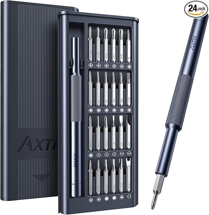 AXTH 25-in-1 Small Precision Screwdriver Set, Professional Magnetic Mini Repair Tool Kit for Phone, Computer, Watch, Laptop, Macbook, Ring Doorbell, Eyeglass, Electronic, [Bearing Steel] Screw Driver