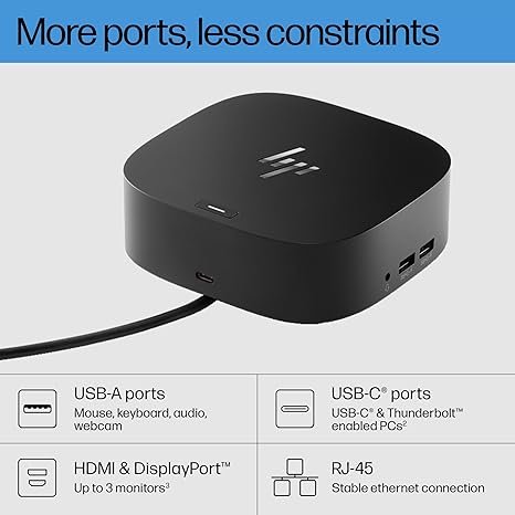 HP USB-C Dock G5-11-in-1 Adapter for Both USB-C and Thunderbolt-Enabled Laptops, PCs, & Notebooks - for Charging, Networking, or Data Transfers - Great for Secure & Remote Management,Black hover