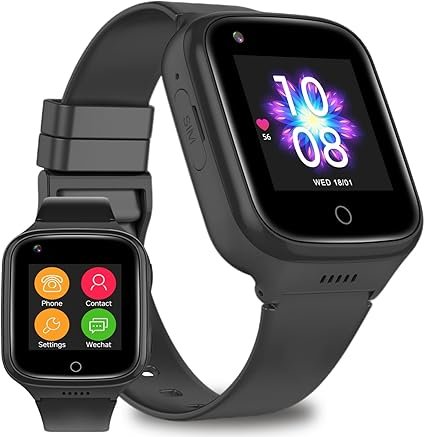 TEZILON Kids GPS Smart Watch 4G Calling Whatsapp Line Facebook Worldwide Tracker Real-time Tracking Phone Video Voice Message Chat SOS Alarm Geo-Fence Pedometer Anti-Lost for 3-15 Boys Girls (Black)
