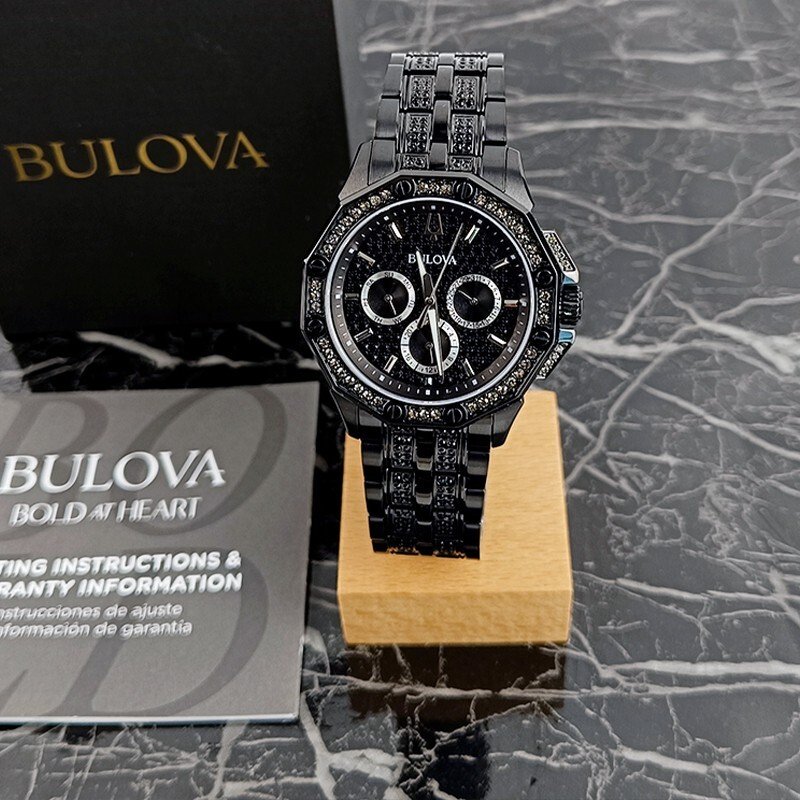 Bulova New 96C134 Men's Crystal Octava Quartz Watch Silver Black Dial 41.5mm  (0 reviews)