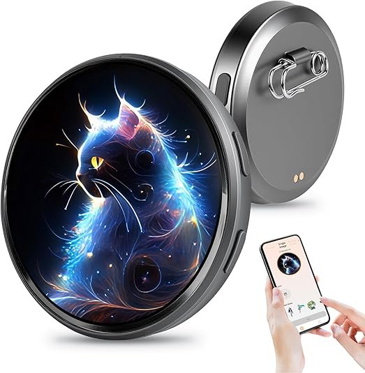 Smart Digital Display Badge with LED Pixel Screen - Interactive E-Badge Anime Pinsfor Backpacks, Digital Photo, Video & Name Tag Display - Ideal Electronic Gift for Anime Fans