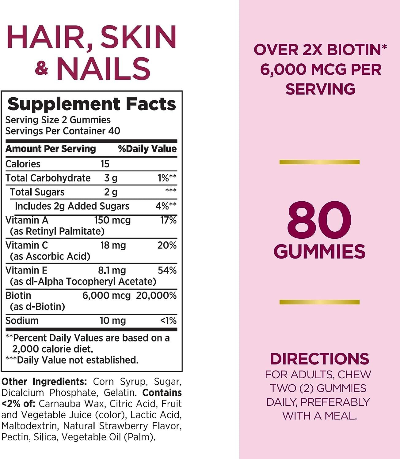 3 Pack Hair, Skin & Nails Gummies 6000 mcg 240 count (3x80) Advanced 2 x Biotin hover