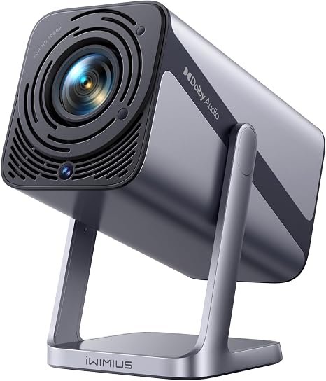 4K Support/Auto Focus/360°Adjustable Stand]Smart-Mini-Projector with WiFi 6 and Bluetooth5.2, Native 1080P Portable Projector, Dolby Audio, iWIMIUS Outdoor Movie Proyector Compatible with Netflix