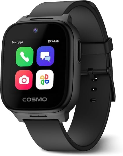 JrTrack 5 Kids Smart Watch by Cosmo | Best Kid-Safe Phone Watch | Precision Real-Time GPS Tracking | Call, Text, Activity, School Settings | Spotify Music | Parental Controls | SOS & Safety Alerts