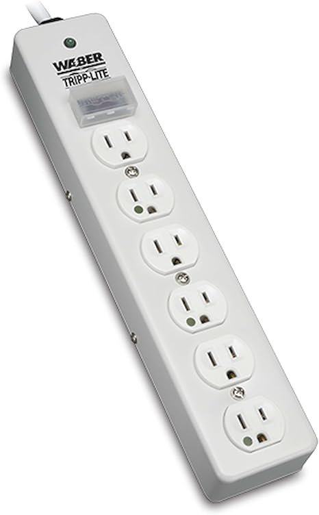 TRIPP LITE Hospital-Grade Surge Protector Medical Power Strip, 6 Outlets, Right-Angle NEMA 5-15PHG Plug, 6 Foot / 1.8M Cord, 1050 Joule Protection, (SPS606HGRA)
