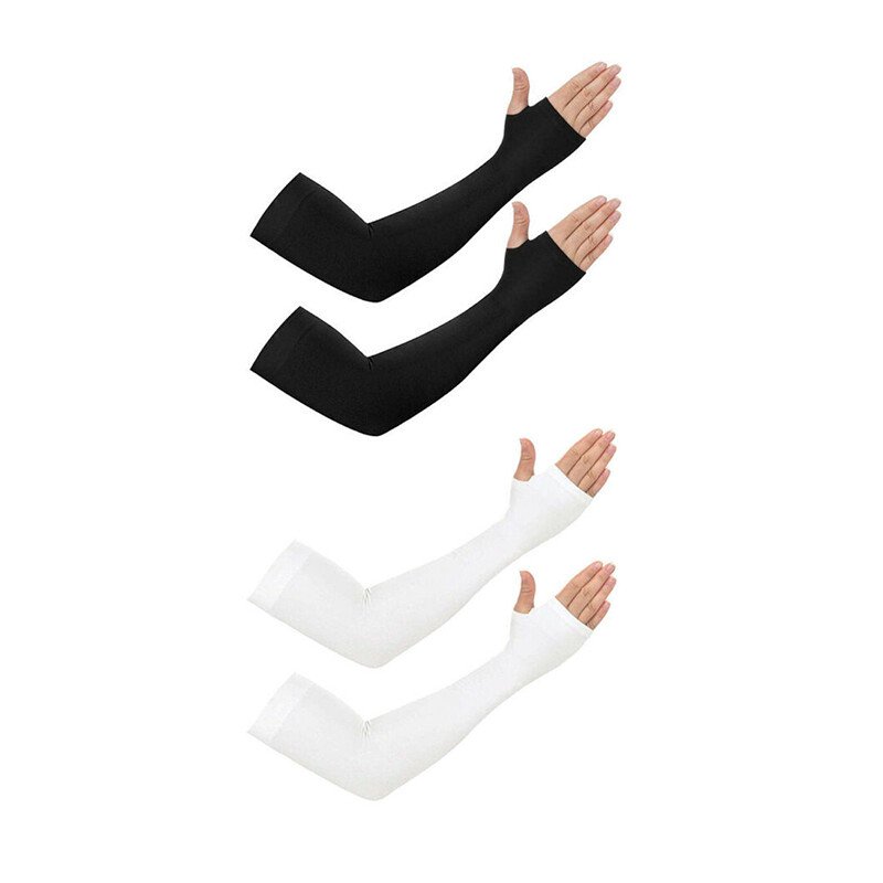 1-5 Pairs Cooling Arm Sleeves With Hands Cover UV Sun Protection Outdoor Sports