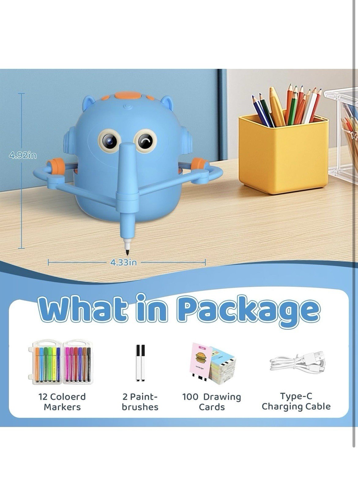 Smart Drawing Robot for Kids with 100 Cards – Voice-Activated Educational Art... hover